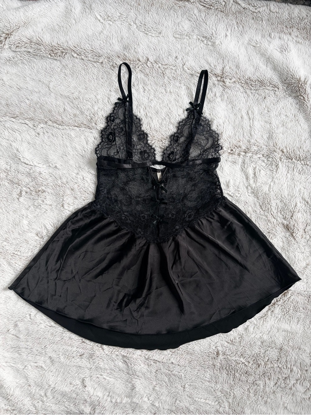 🖤 Vintage Y2K Roma Confidential Lace Satin Babydoll Slip Dress Lingerie Coquette
